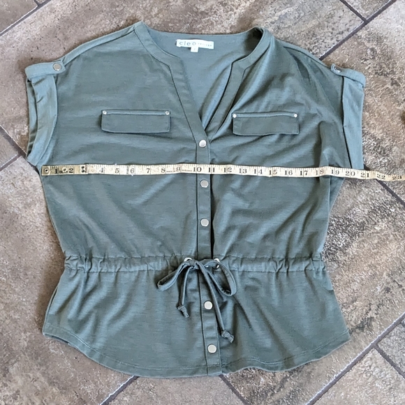 Cleo Petites cargo style drawstring t-shirt top size S Army Green. - Picture 5 of 12